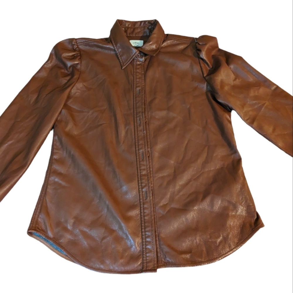 - Wilfred Free Mila Vegan Leather Blouse-Brown - XS - EUC